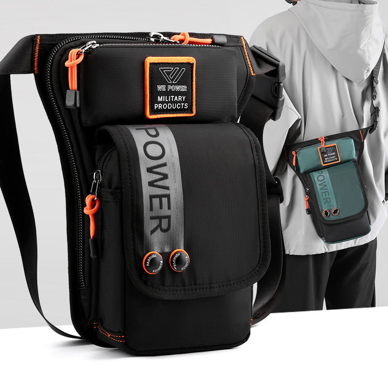 Motorcycle Gear Bag - 男性用ミリタリーナイロンドロップレッグバッグ、モーターサイクルライダー、トラベル、男性、クロスボディ、ショルダーベルト、ヒップバブ、ハイバッグ