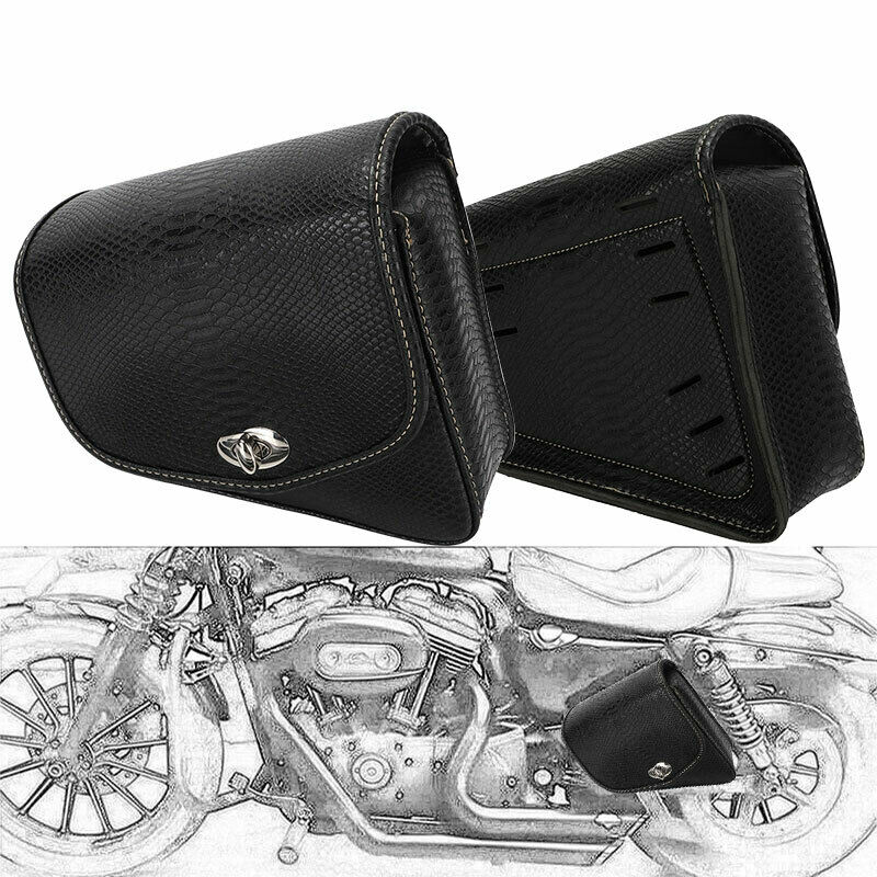 Motorcycle Gear Bag - オートバイ Pu レザー荷物サイドサドルバッグハーレースポーツスター XL883 1200 左右黒サドルバッグバイクアクセサリー