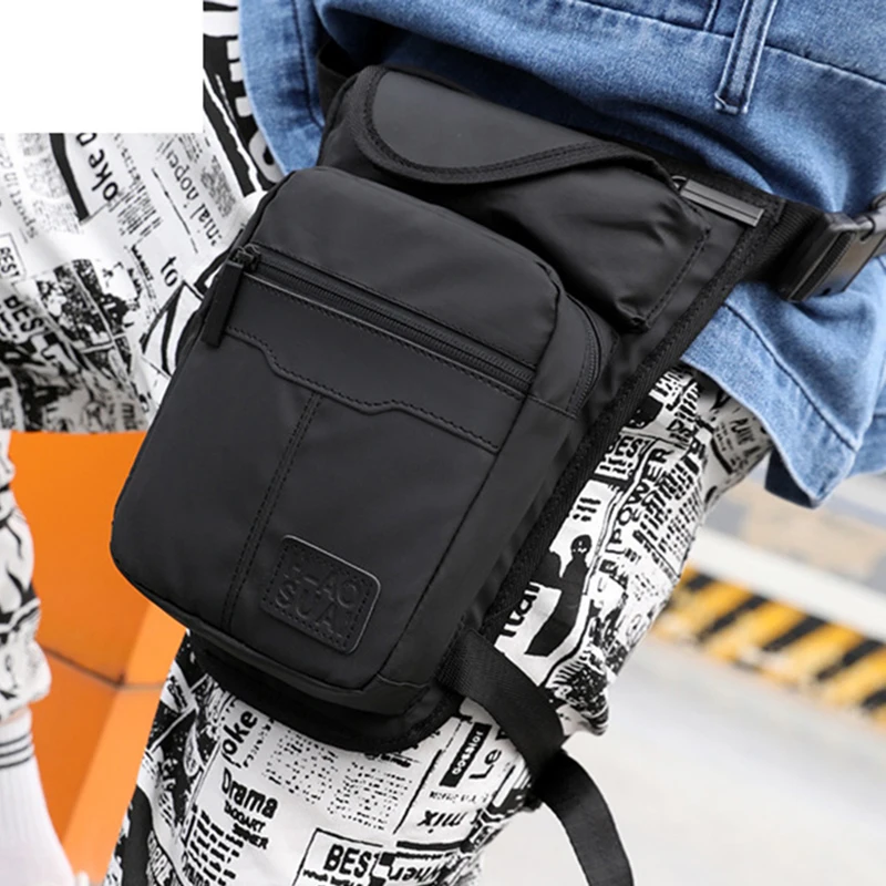 Motorcycle Gear Bag - 高品質ナイロン男性ドロップレッグバッグファニーパックオートバイ乗馬カジュアルショルダークロスボディ太もも男性ヒップベルトウエストバッグ