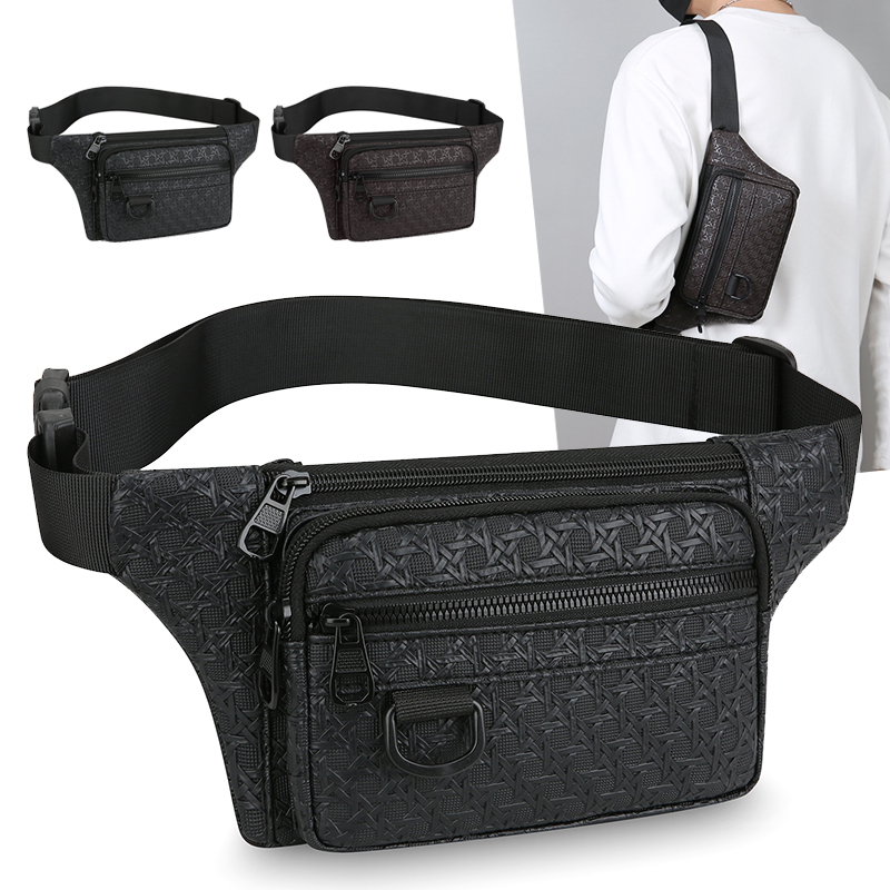 Motorcycle Gear Bag - カジュアルメンズチェストスリングウエストバッグ – アウトドア、バイク、旅行用の多ポケット付き耐久性のあるPUファニーパック