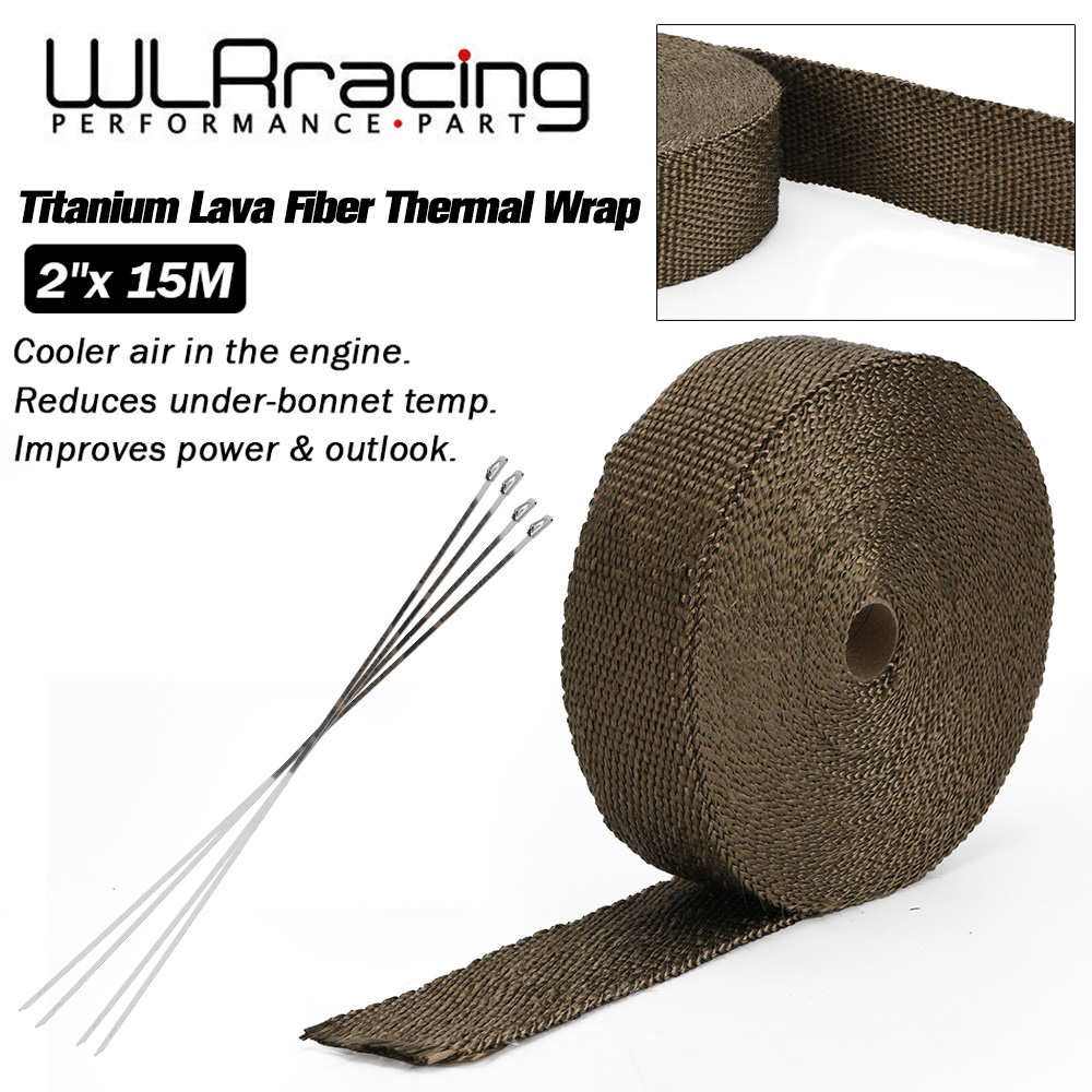 Exhaust Wrap Titanium - WLR RACING - 15M プレミアム排気熱ラップ マニホールドラップ