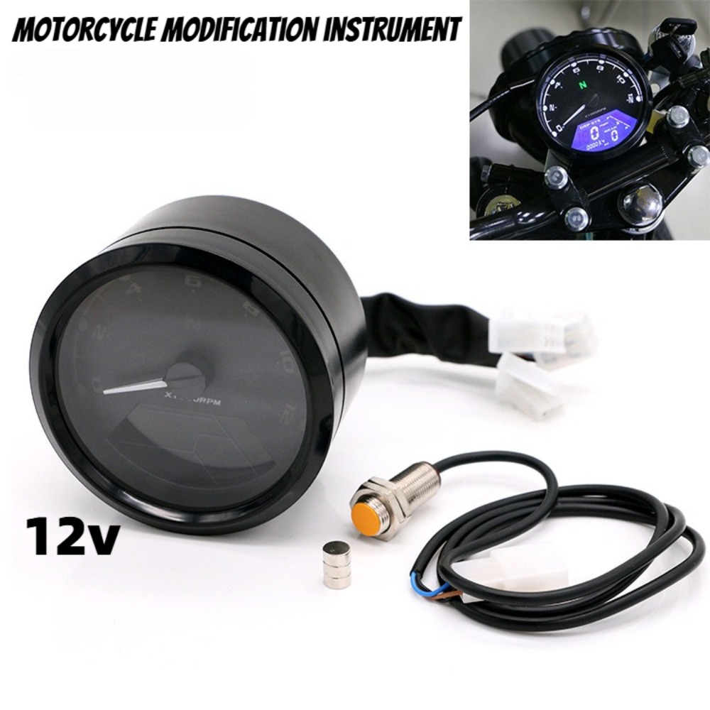 Motorcycle Gear Yamaha - ユニバーサルオートバイメータースピードメーターデジタル走行距離計 12000RPM Kmh/mph LCD ギアインジケーター付きデジタルパネル ホンダヤマハ用