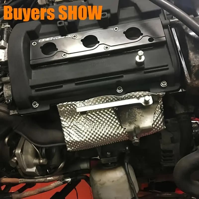 1PC 車エンボスアルミヒートシールド 300 × 500  - Exhaust Wrap Titanium のレビューと価格