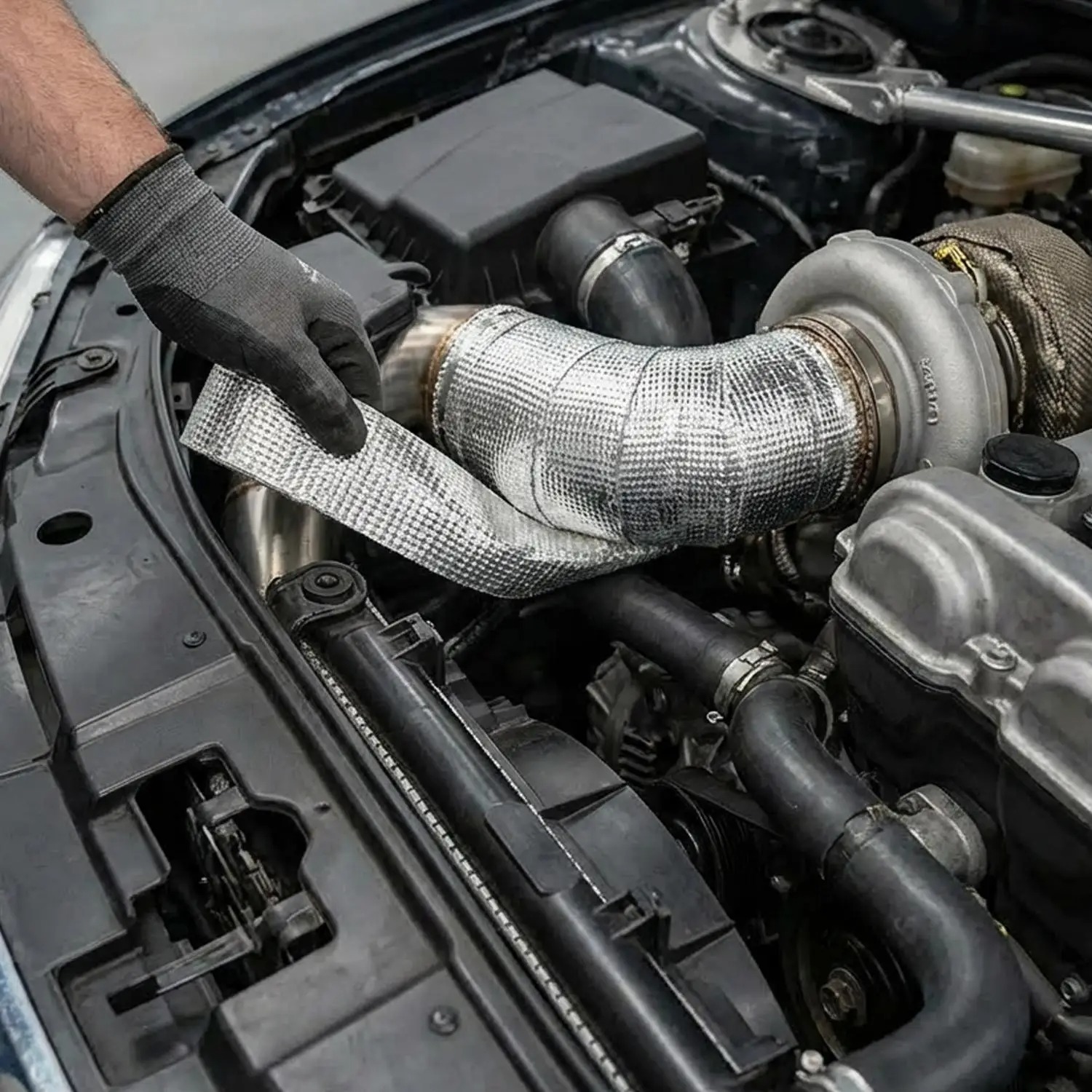 オートバイマフラーサーマルテープ排気バンドヒートラップグラス - Exhaust Wrap Titanium のレビューと価格