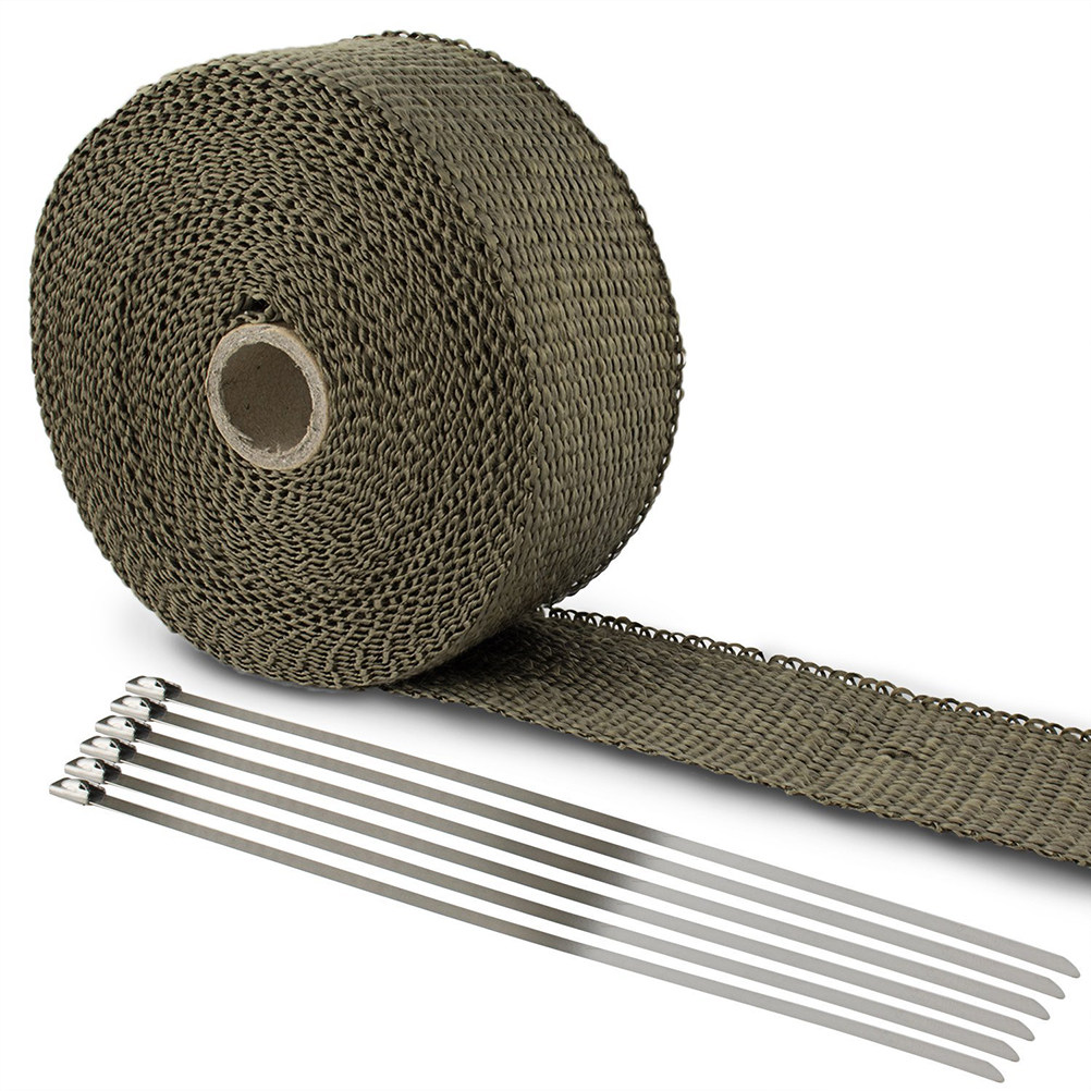 6個入りプレミアムチタン製排気熱遮断ラップロール 10M X - Exhaust Wrap Titanium のレビューと価格