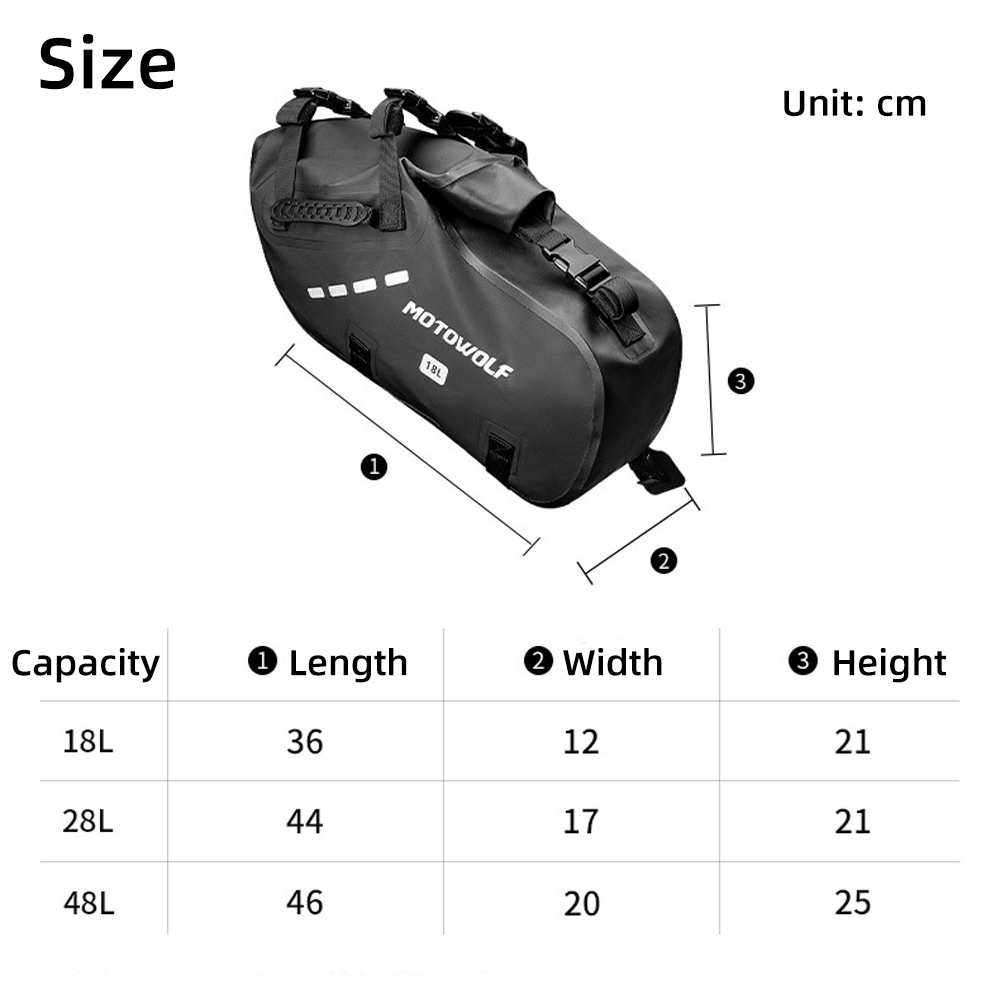 防水オートバイサドルバッグ 18L 28L 48L バイクサ - Motorcycle Gear Bag のレビューと価格