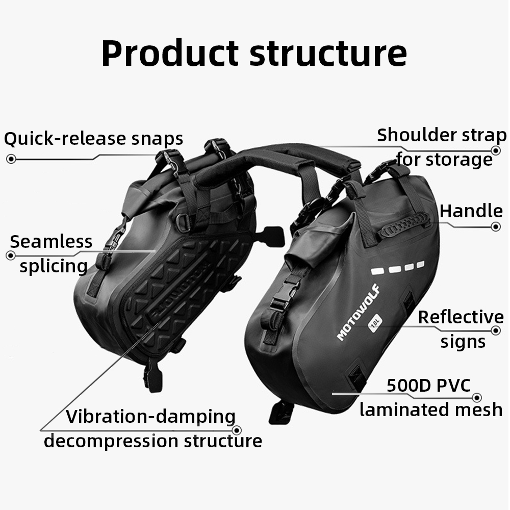 防水オートバイサドルバッグ 18L 28L 48L バイクサ - Motorcycle Gear Bag のレビューと価格