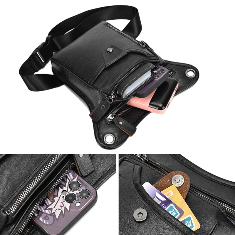 ヴィンテージPUレザーウエストパックドロップレッグバッグ男女 - Motorcycle Gear Bag のレビューと価格